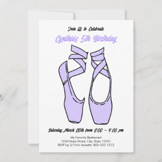 Minimalist Purple Ballet Birthday Party Invitation