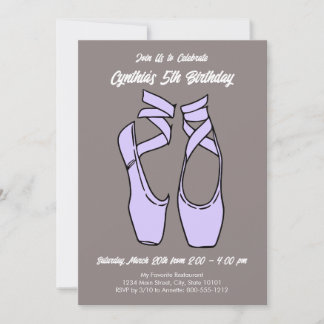 Minimalist Purple Ballet Birthday Party Invitation