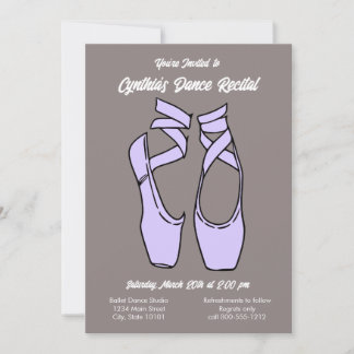Minimalist Purple Ballet Dance Recital Invitation