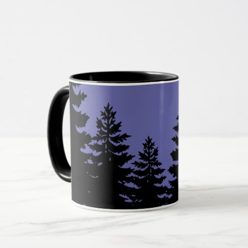 Minimalist purple black pine tree silhouette     mug
