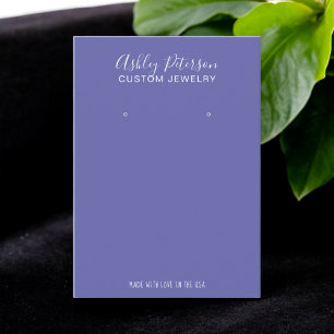 Minimalist purple blue jewelry earring display business card