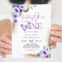Minimalist Purple Butterfly First Birthday