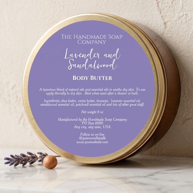 Minimalist Purple Cosmetics Jar Label  (Creator Uploaded)