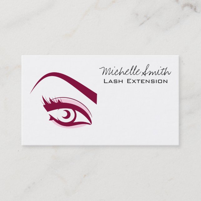 Minimalist Purple Eyelash Extension Makeup Artist Business Card (Front)