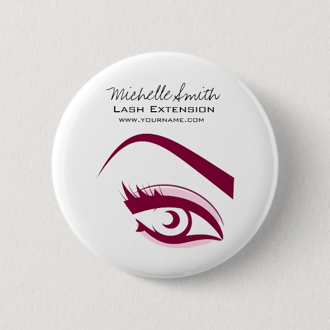 Minimalist Purple Eyelash Extension Makeup Artist Button (Front)