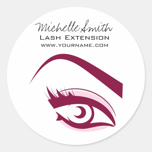 Minimalist Purple Eyelash Extension Makeup Artist Classic Round Sticker (Front)