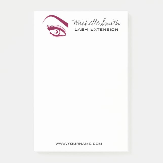 Minimalist Purple Eyelash Extension Makeup Artist Post-it Notes (Front)