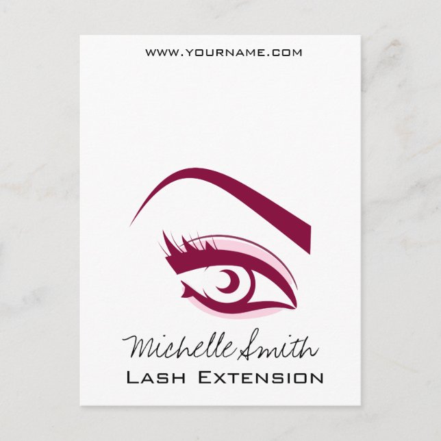 Minimalist Purple Eyelash Extension Makeup Artist Postcard (Front)