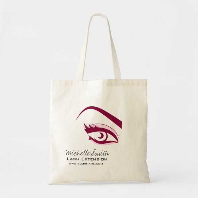 Minimalist Purple Eyelash Extension Makeup Artist Tote Bag (Front)