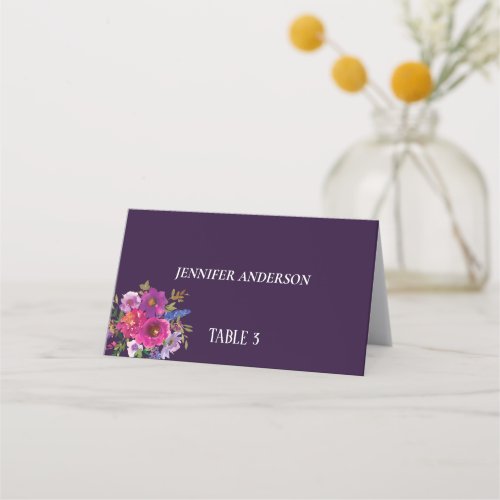 Minimalist Purple Flower Wedding Place Cards