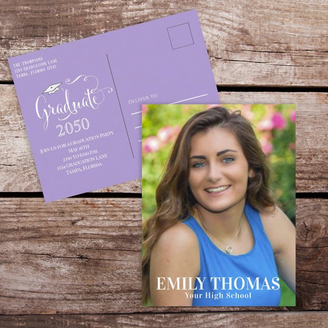 Minimalist Purple Graduation Photo Script Card (Creator Uploaded)