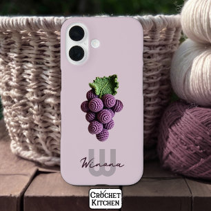 Minimalist Purple Grandma Chic Crochet Grape Name iPhone 16 Case