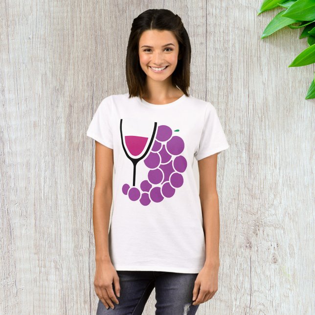 Minimalist Purple Grapes and Wine Glass T-Shirt (Creator Uploaded)
