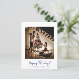 Minimalist Purple Happy Holidays Photo Postcard