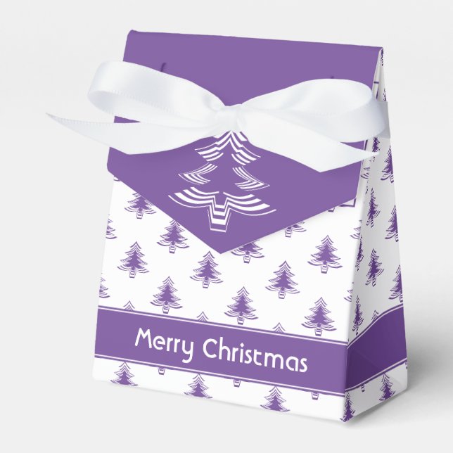 Minimalist Purple Iconic Christmas Tree Pattern Favor Boxes (Front Side)