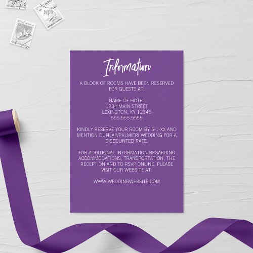 Minimalist Purple Larkspur Wedding  Enclosure Card