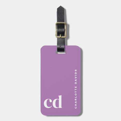 Minimalist Purple Monogram Luggage Tag