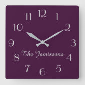 Minimalist Purple, Name, Round or  Square Wall Clock (Front)