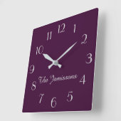 Minimalist Purple, Name, Round or  Square Wall Clock (Angle)