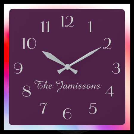 Minimalist Purple, Name, Round Or  Square Wall Clock