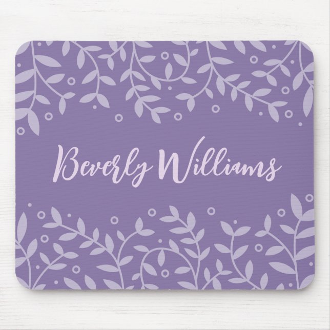 Minimalist Purple Pastel Floral Pattern Custom Mouse Pad (Front)