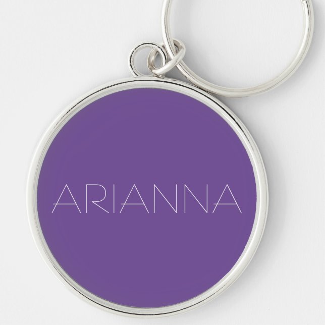Minimalist Purple Personalized Name Keychain (Front)