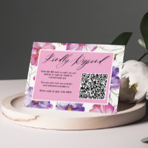 Minimalist Purple Pink Floral Wedding QR Code 