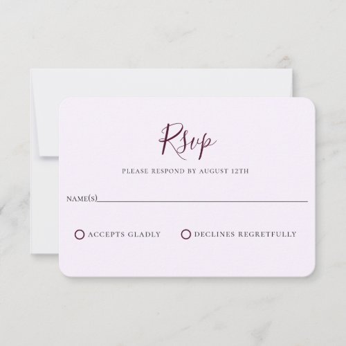 Minimalist Purple Plum Wedding RSVP Card