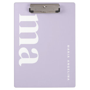Minimalist Purple School Monogram Clipboard