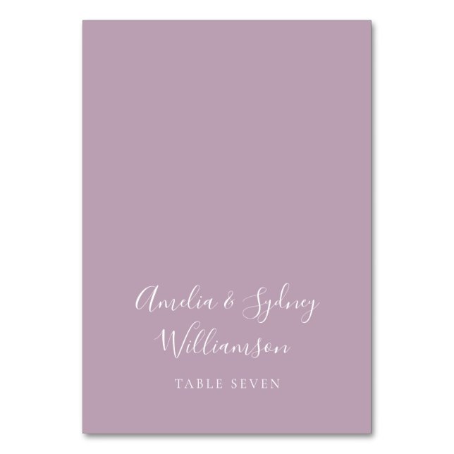 Minimalist Purple Script Custom Name Place Card (Front)