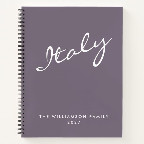 Minimalist Purple Script Personalized Travel Notebook