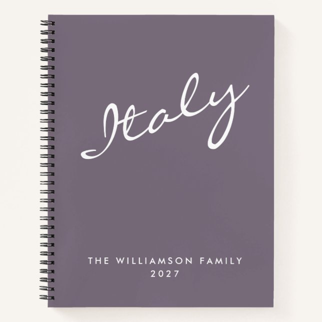 Minimalist Purple Script Personalized Travel Notebook (Front)
