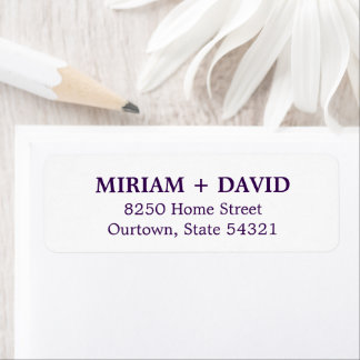 Minimalist Purple Serif Name + Return Address Label