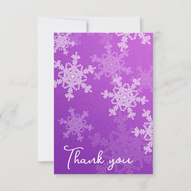 Minimalist Purple Snowflakes Baby Shower Thank you (Front)