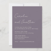 Minimalist Purple Typewriter Script Font Wedding Invitation (Front)