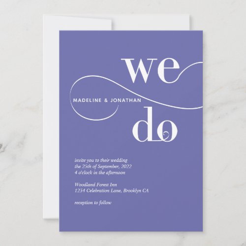 Minimalist Purple We Do Calligraphy Wedding Invitation