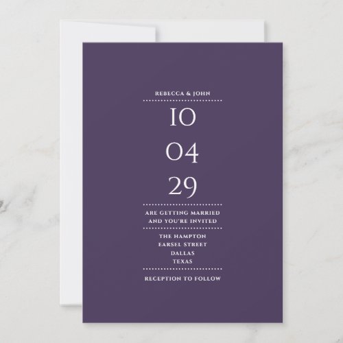 Minimalist Purple Wedding Date QR Code Invitation