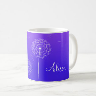 Minimalist Purple White Dandelion Flowers Nam Coffee Mug