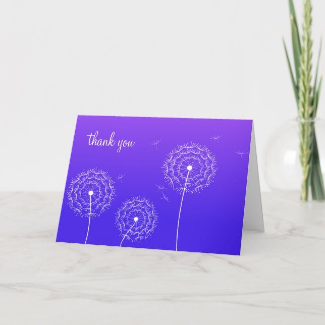 Minimalist Purple White Dandelion Thank You  (Front)