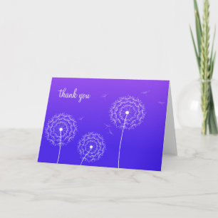Minimalist Purple White Dandelion Thank You Card