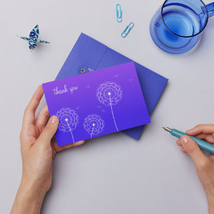 Minimalist Purple White DandelionThank You Postcard