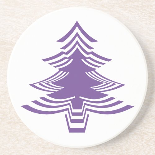 Minimalist Purple  White Iconic Christmas Tree Coaster