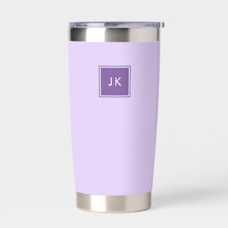 Minimalist Purple White Monogram Initials Coffee Insulated Tumbler