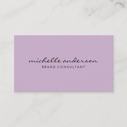 Minimalist Purple with Cursive Text Business Card