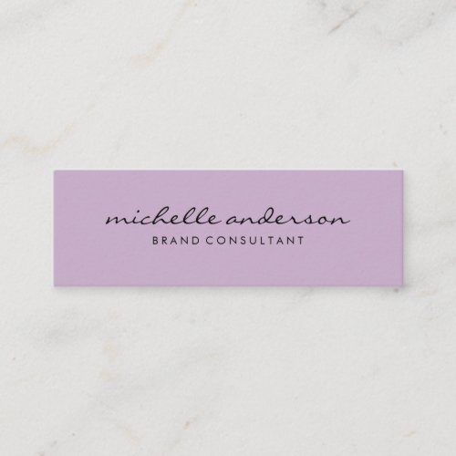 Minimalist Purple with Cursive Text Mini Business Card