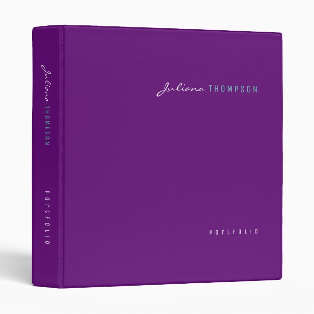 Minimalist Purple Women Portfolio 3 Ring Binder (Front/Spine)