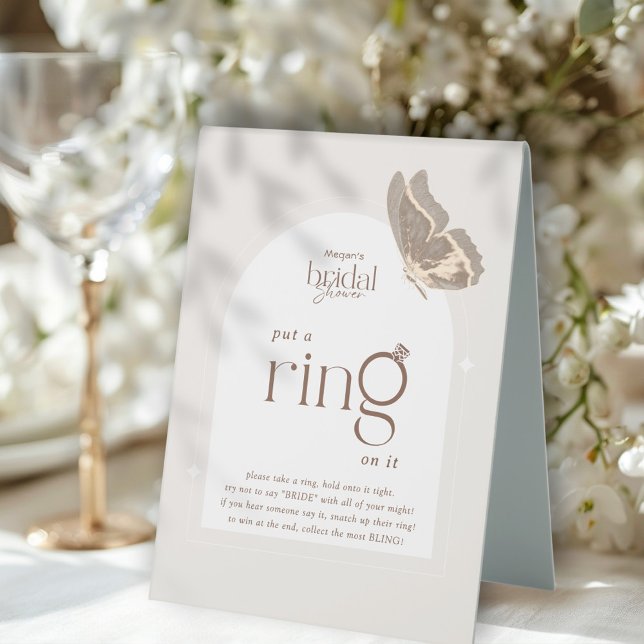 Minimalist put a Ring on it Bridal Shower Game Table Tent (Creator Uploaded)