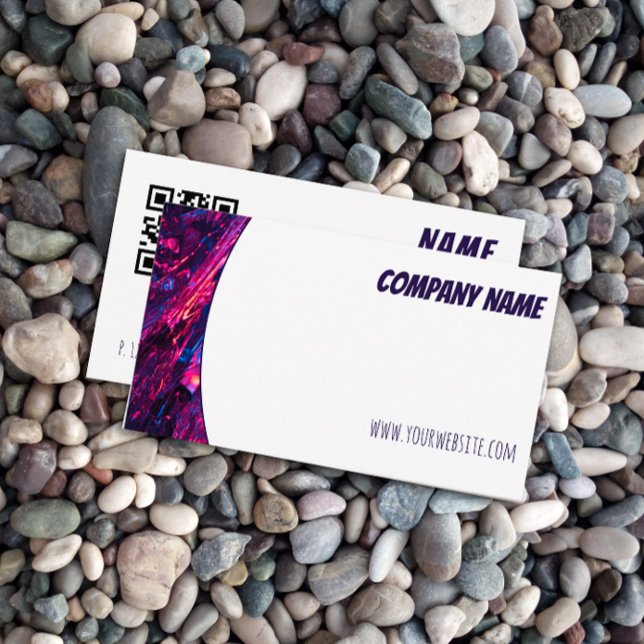 Minimalist QR blue purple white Business Card (Creator Uploaded)