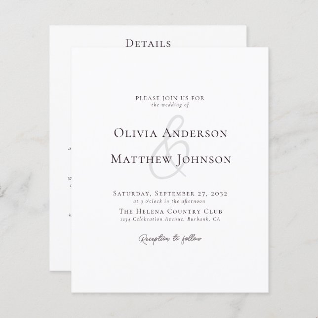 Minimalist QR Code All in One Wedding Invitation (Front/Back)