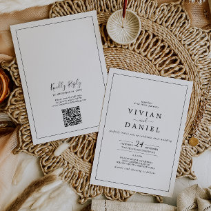 Minimalist QR Code Back All In One Wedding Invitation